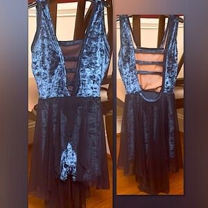 🔵Curtain Call Navy Blue Velvet Lyrical, Contemporary Dance Costume Dress, Small